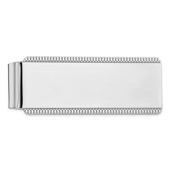 Rhodium Plated Sterling Silver Satin Fold Over Money Clip, 19 x 51mm - Picture 1 of 3